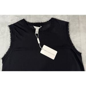 Autumn Cashmere Cotton Shadow Block Distressed Tank Top Black Size S NWT